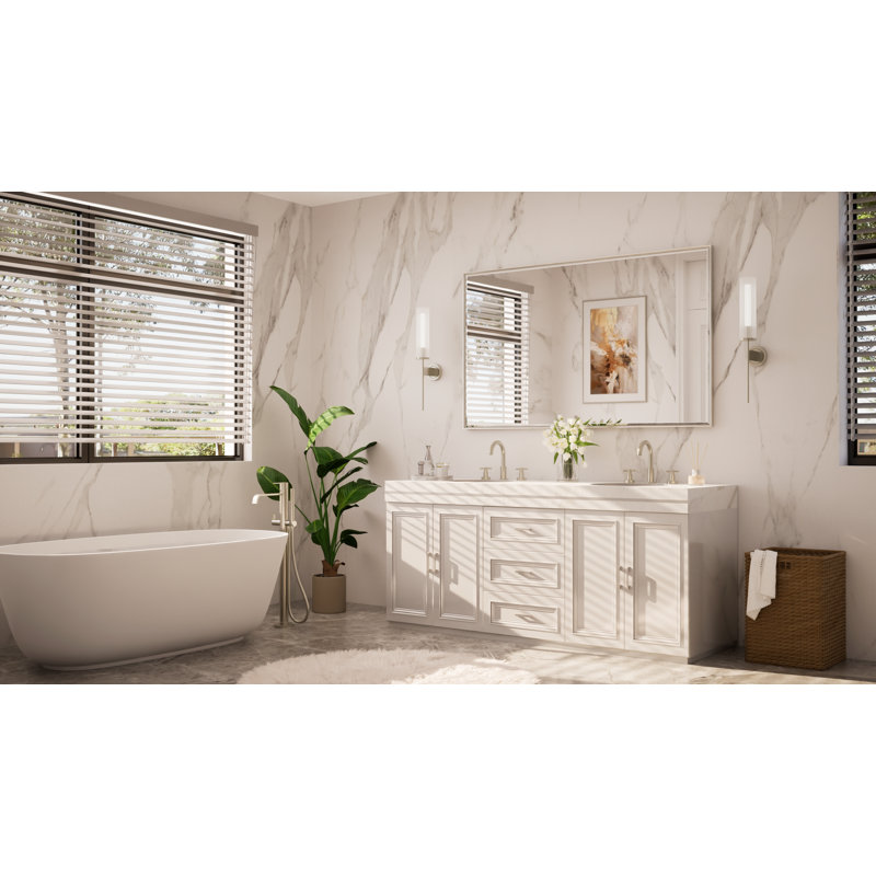Areiona Beveled Bathroom Accent Vanity Mirror, 36" x 60", Brushed Nickel
