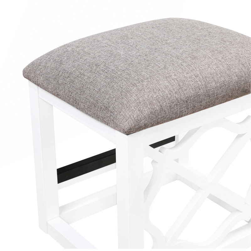 Desks And Stool Set 3Pc Finish Rolling Desk With Casters, 2 Charging Ports Home Office Furniture, White