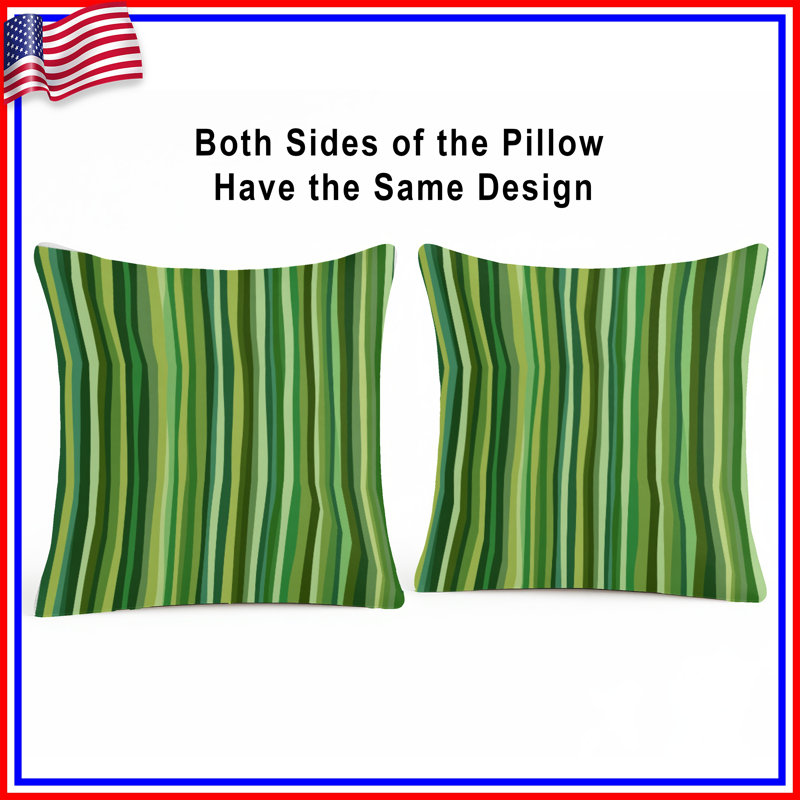 Coussin Green Stripes, 14 X 14 pouces