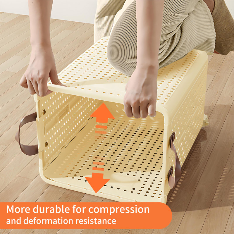 Panier à linge pliable en plastique avec roulettes BAOKALER, 14,7 x 14,2 x 21,6 po