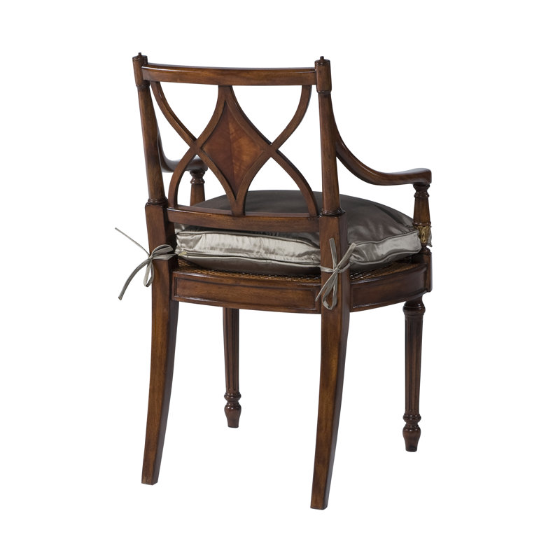 Sheraton's Solid Wood Arm Chair, Brown, Barley Houndstooth