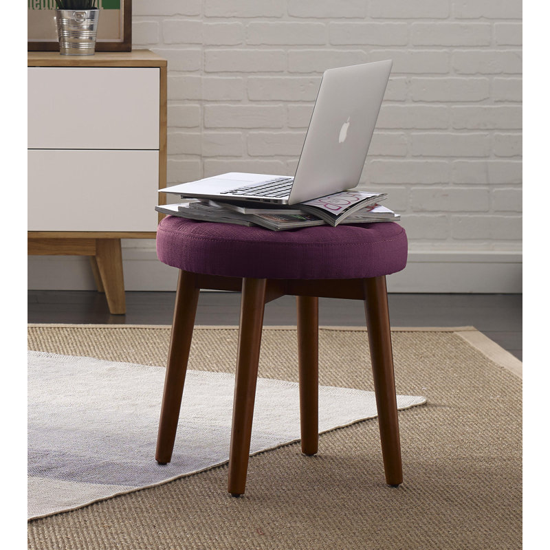 Elle Decor Penelope Round Tufted Stool, Royal Eggplant