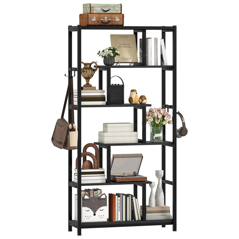 170cm H x 80cm W Metal Geometric Bookcase, Black