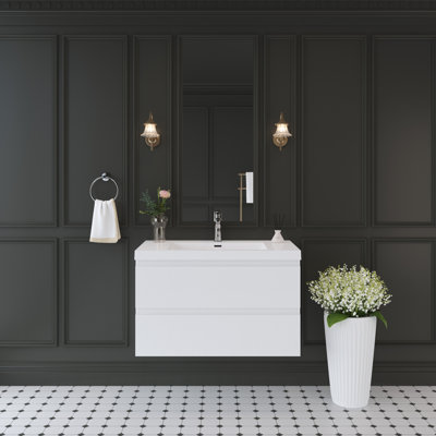 Meuble-lavabo mural flottant 36 po avec lavabo et rangement 36 po