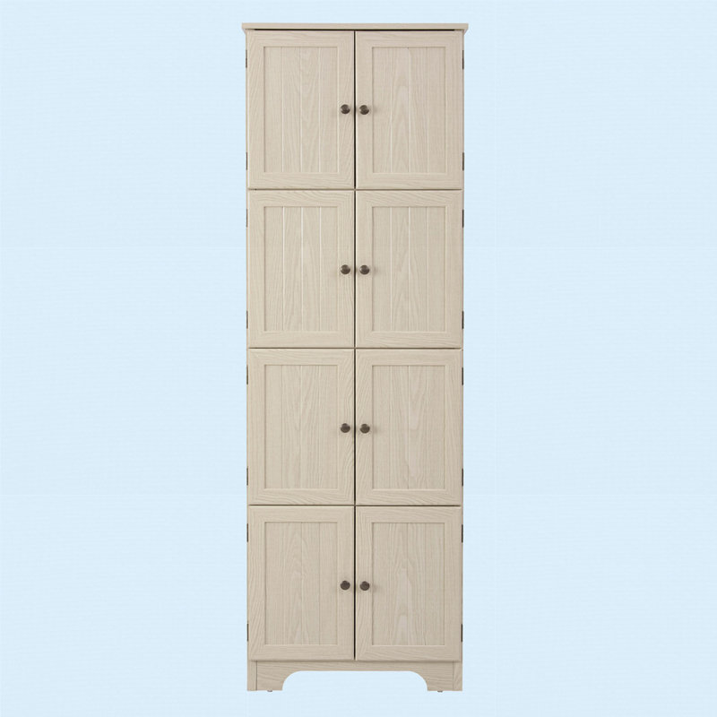 Armoire de rangement haute 72,4 "avec 8 portes et 4 tablettes, Blanc