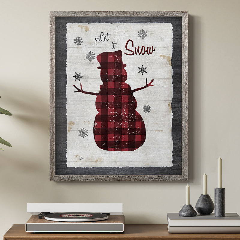 «Chequered Snowman I», reproduction encadrée - bois massif