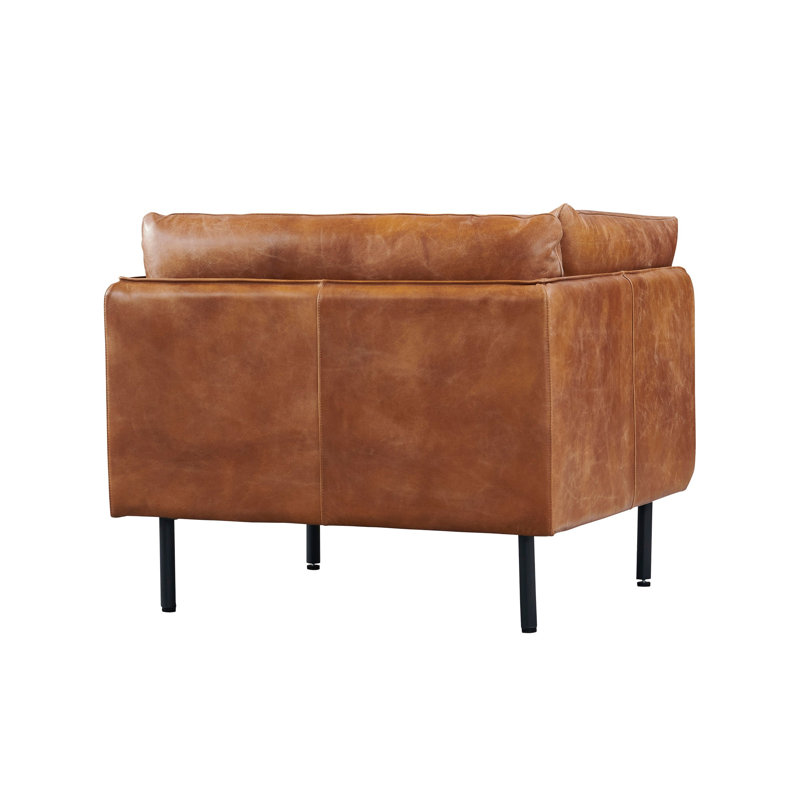 Fauteuil industriel moderne Venezia, Cuir véritable brun clair