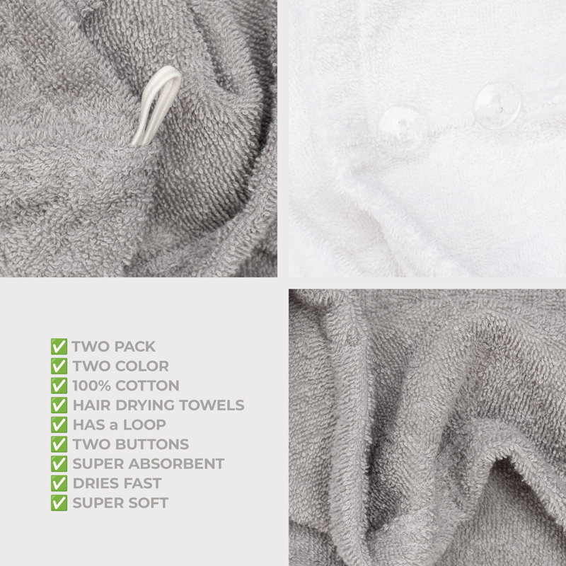 Serviettes 100% coton, longs poils bouclés, Gris clair / blanc