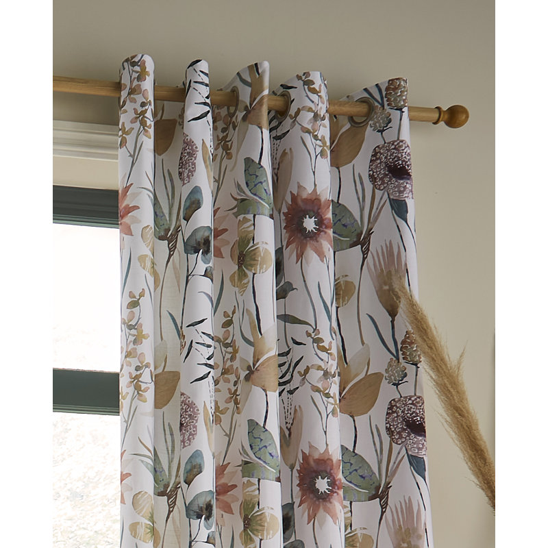 Oceania Sandstone Eyelet Room Darkening Curtains, 229 x 183cm