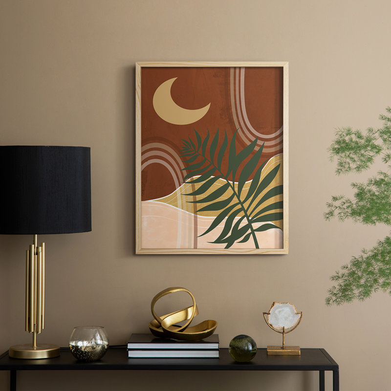 «Sedona Moon and Palm», reproduction encadrée - bois massif, H 11 po x l 9 po, Naturel