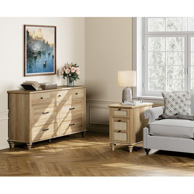 Faughn 2 Piece Bedroom Set - Includes Bedroom 7 Drawer Dresser, Wooden End Table With Charging Station & Storage Cabinet, 2 Piece Dresser And Nightsta by Charlton Home
