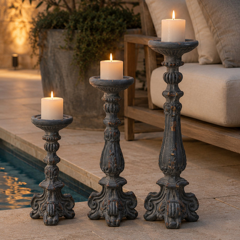 Antique MGO Candle Holders Set of 3