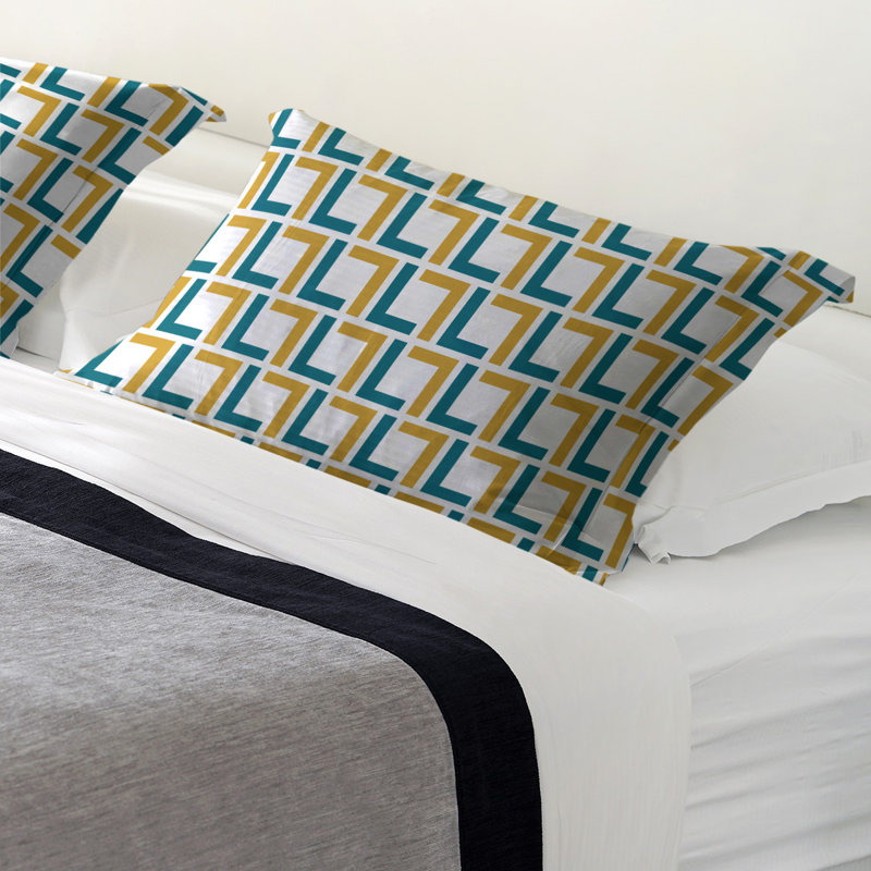 Taie décorative Jacksonville, Standard / simple, double / double, grand, Black/Teal/White, polyester