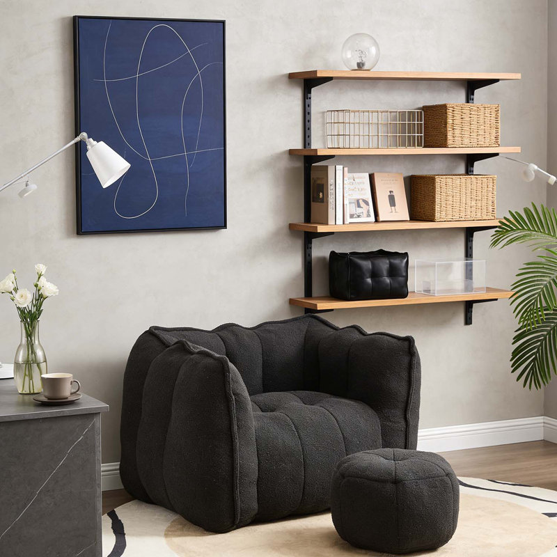 Sofas Upholstered Sofa, 26" H x 42.5" W x 33.5" D, Black Chenille