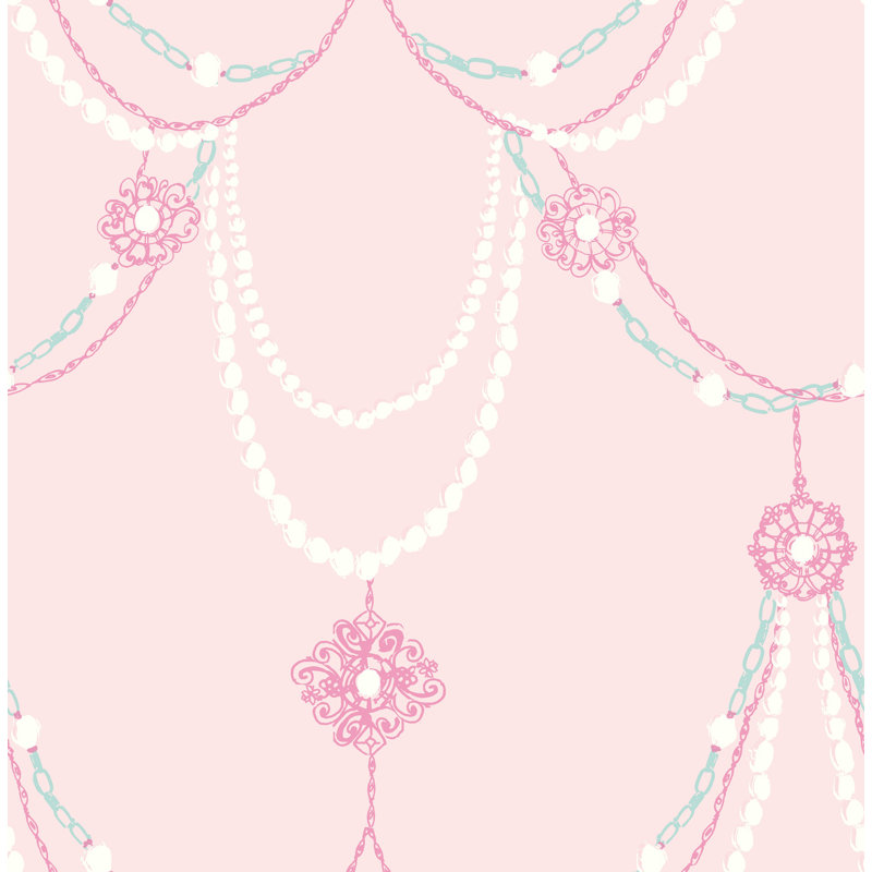 Rouleau de papier peint 33 pi x 20,5 po Howden Dressed Up Drape, Rosé / magenta / turquoise