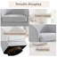 Fauteuil demi-tonneau pivotant en chenille beige avec base en bois massif Applewold-1869454764