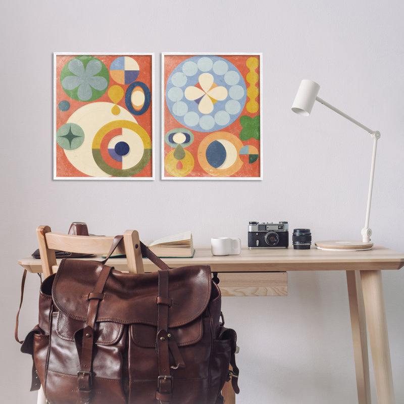  «Retro Mixed Boho Shapes 2 PC» par Victoria Barnes, H 20 po x l 16 po, Estampe numérique encadrée blanc bord de mer