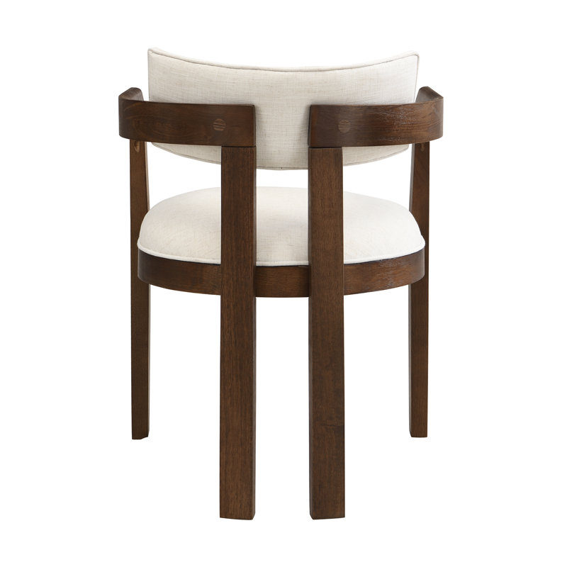 Linen Upholstered Armchair in Beige, 4, Brown