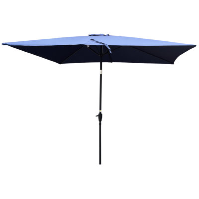 Parasol de patio 9 pi x 6 pi - Extérieur imperméable avec manivelle et inclinable, pour piscine de jardin, eau de construction en acier rouille, piscine facile à utiliser