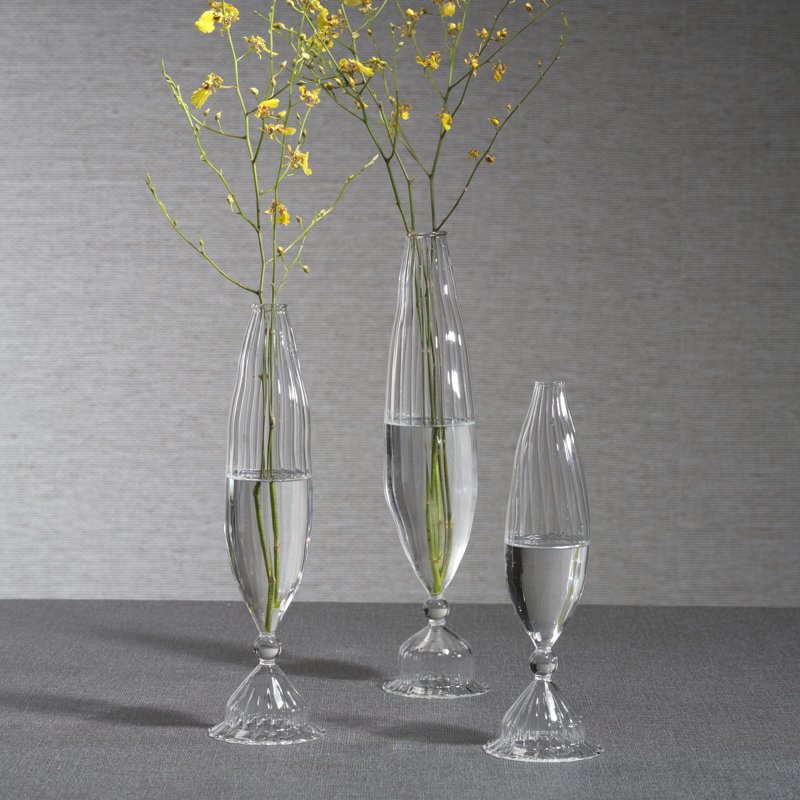 Ensemble de 2 vases en verre Flo, H 14 po x l 3,25 po x P 3,25 po