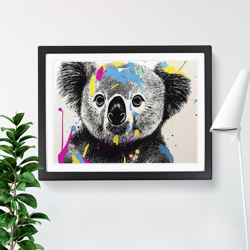 Koala Bear Splash Vol.1 Abstract - Single Picture Frame Print, 25cm H x 34cm W x 2cm D, Black Framed