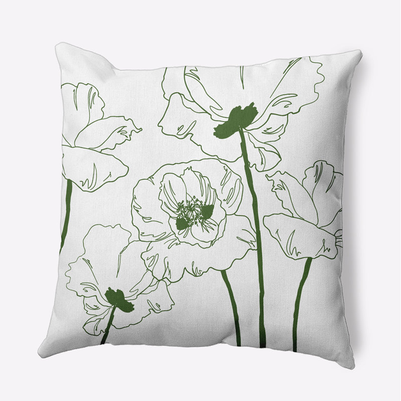 Coussin décoratif en polyester floral, H 16 po x l 16 po, Carré