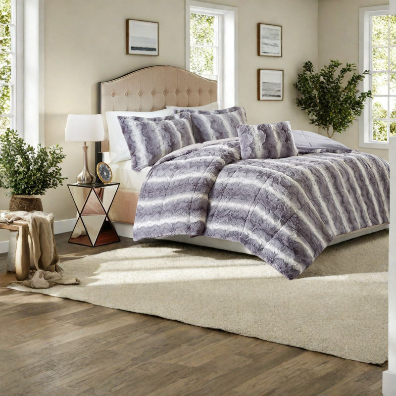 Ensembles de literie luxueux en fausse fourrure, édredon en polyester pour maison moderne