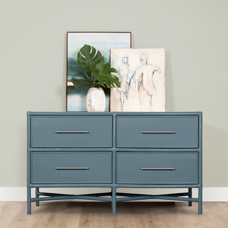 Venice 4 Drawers 54" W Double Dresser, Regatta Blue
