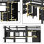 Lit mezzanine pleine grandeur en métal avec table et garde-robe, structure moderne noire, structure de cadre, nombreux espaces de rangement, processus d'assemblage simple, style contemporain, espaces, techniques