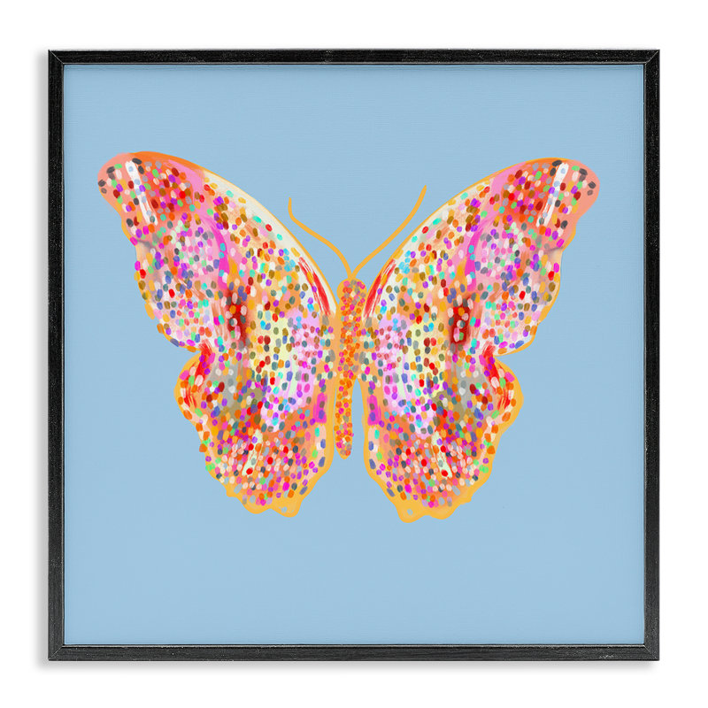 Giclée encadrée de papillons brillants mouchetés, design par Ashley Singleton, H 17 po x l 17 po, Giclée encadrée noir minuit