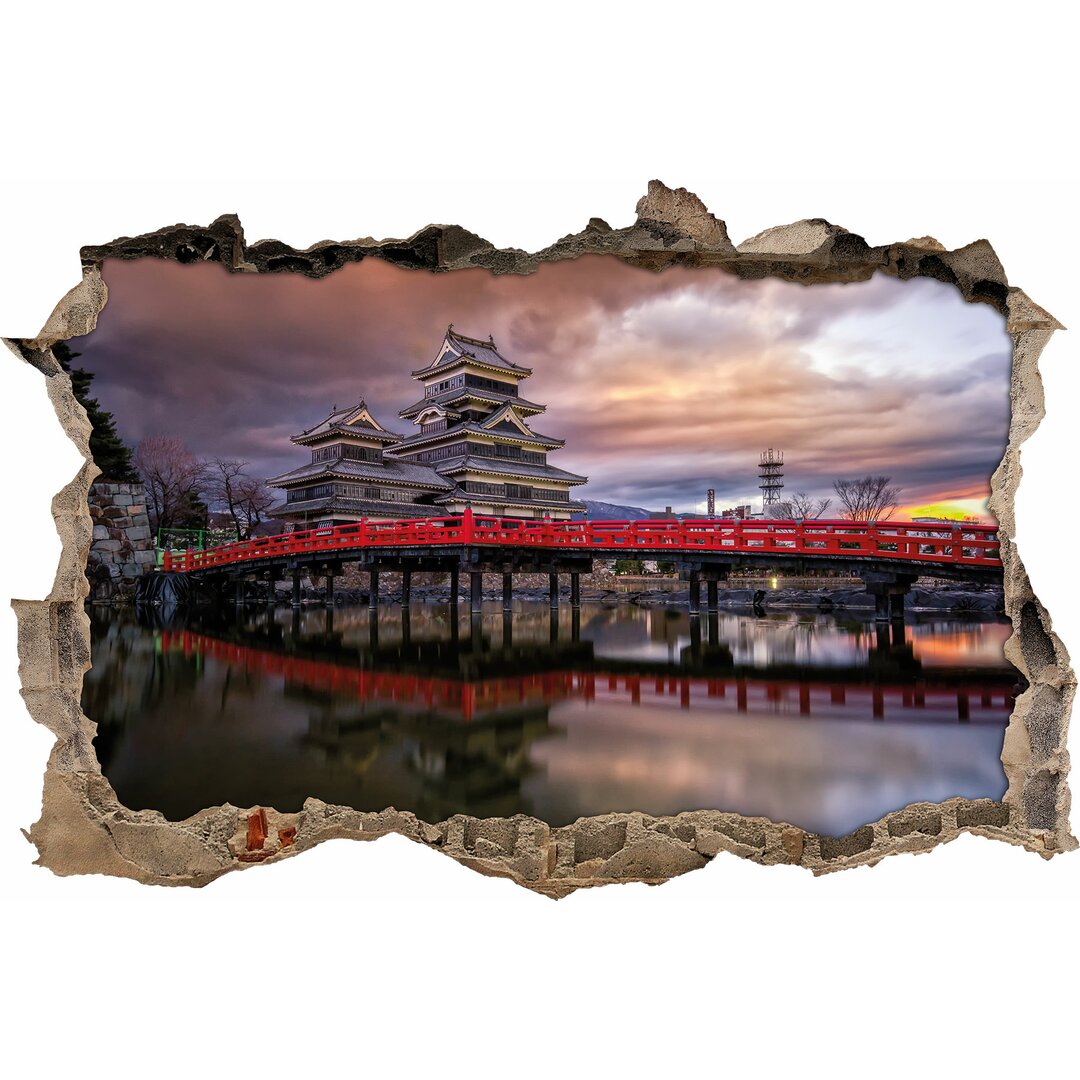 Wunderschöner asiatischer Tempel am See Wandsticker