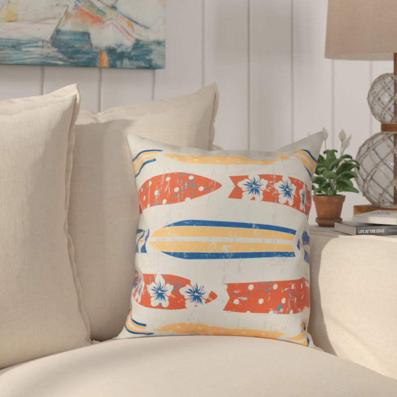 Surf, Sand, & Sea Reversible Throw Pillow, 26" H x 26" W