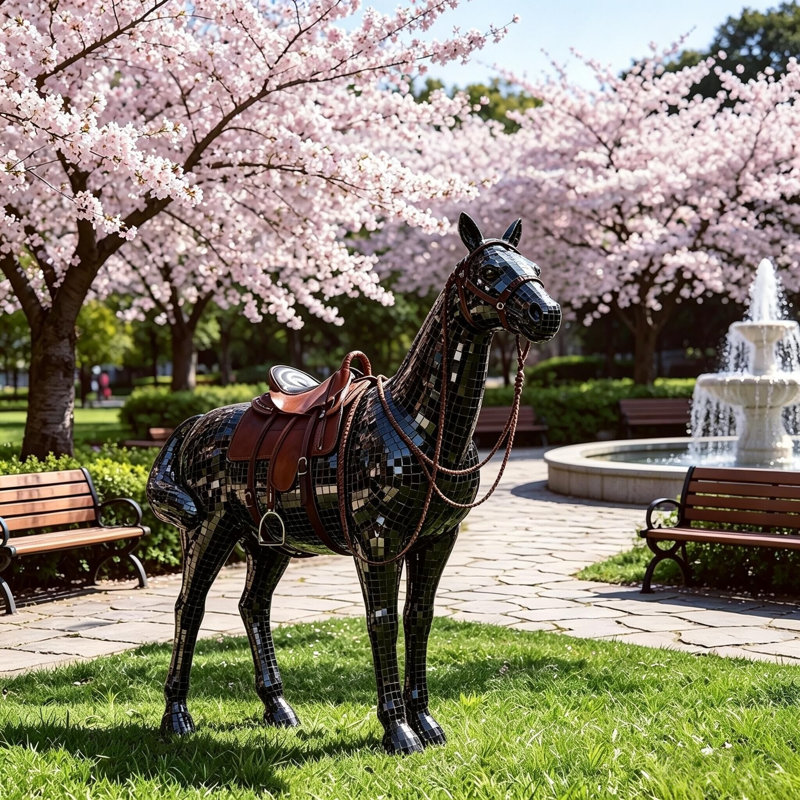 Grande statue de cheval 72 po, Black