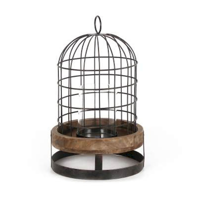 Porte-votive en métal oiseau cage