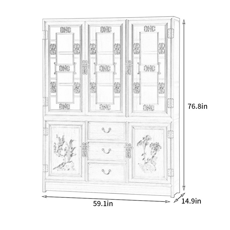 Bibliothèque standard en bois massif H 76,8 po x l 59,1 po Millicent, (2 tablettes) H 76,8 po x l 59,1 po x P 14,9 po
