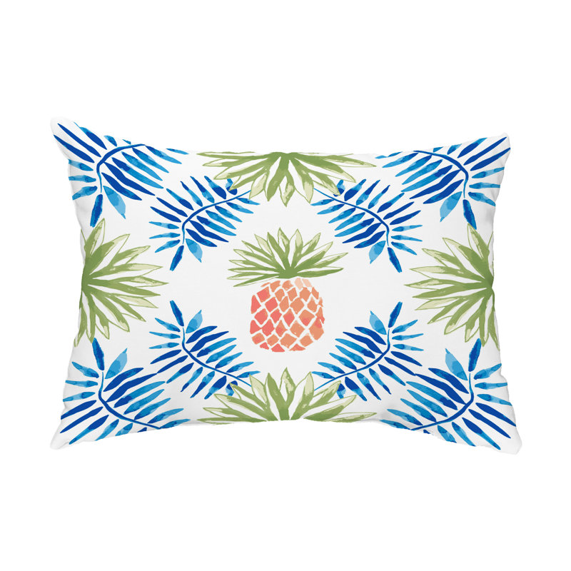  Pineapple and Spike Outdoor Rectangular Pillow Cover & Insert, Blue