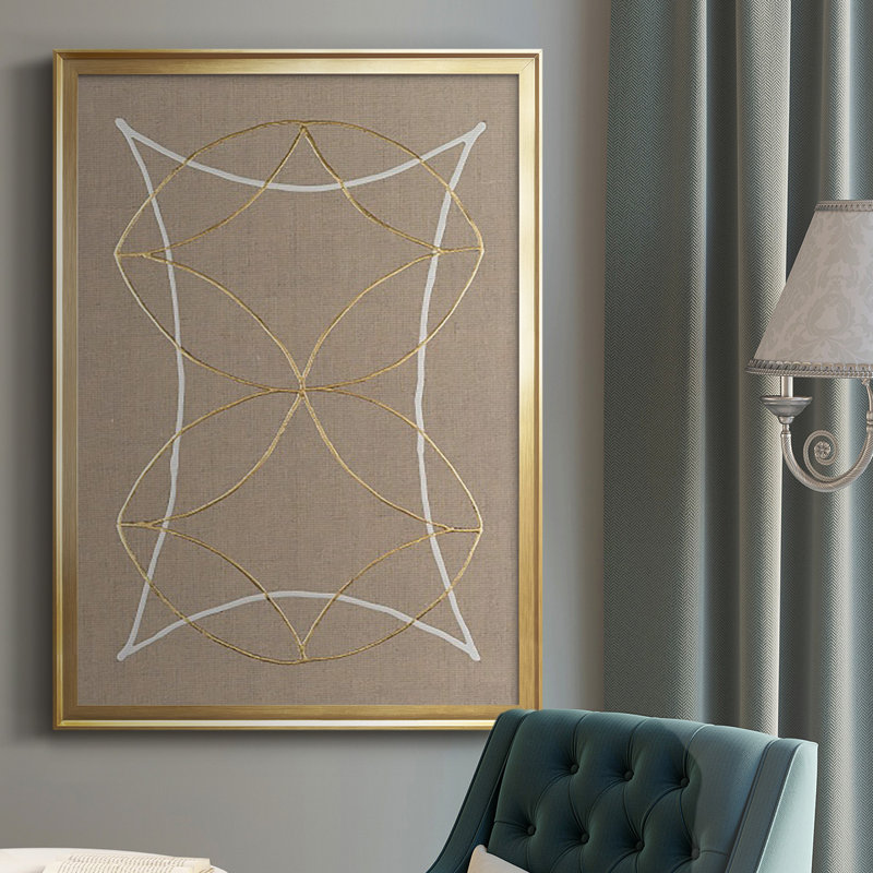 Hyperbola I, reproduction encadrée de qualité supérieure - prête à être accrochée, Or, H 42,5 po x l 30,5 po, Pas de tapis