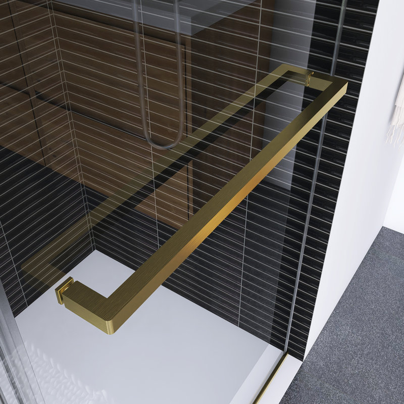 55''-59'' W X 72" H Brushed Frameless Sliding Shower Door, Gold