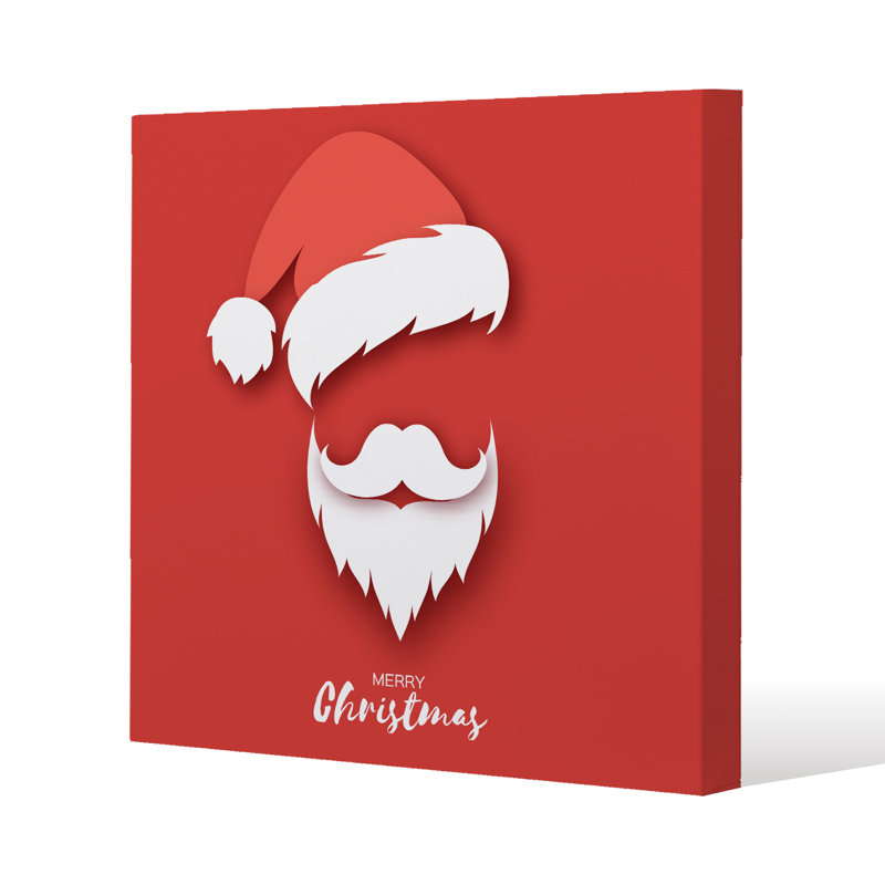 Santa Claus Hat And Beard - Wrapped Canvas Print, 46cm H x 46cm W