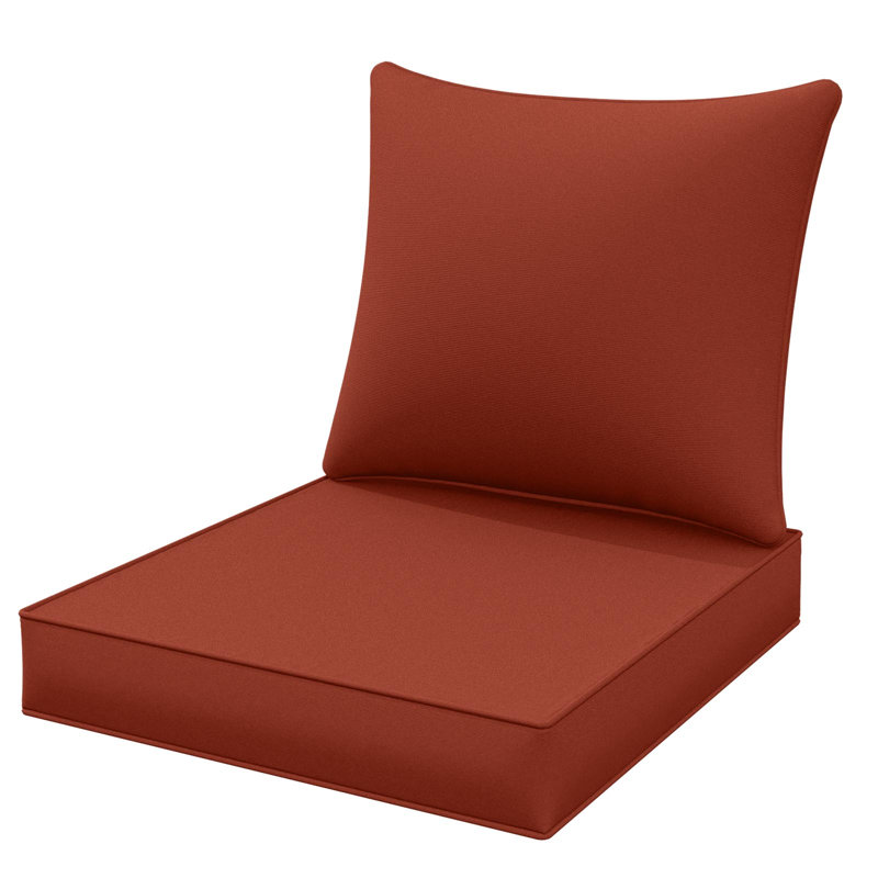 22"W X 24"D Outdoor Deep Seat Cushion Set Outdoor Seat/Back Cushion, Terra Red