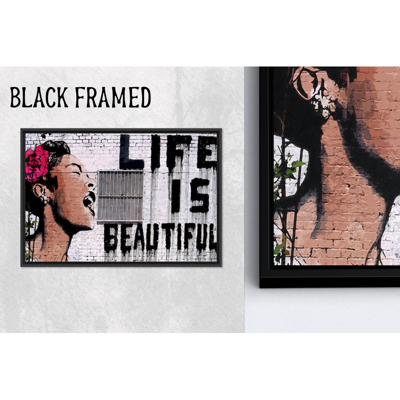 "Elegant Banksy", art mural graffiti, impression sur toile, toile de fond noire 1P, 47,3 po H x 102,4 po l