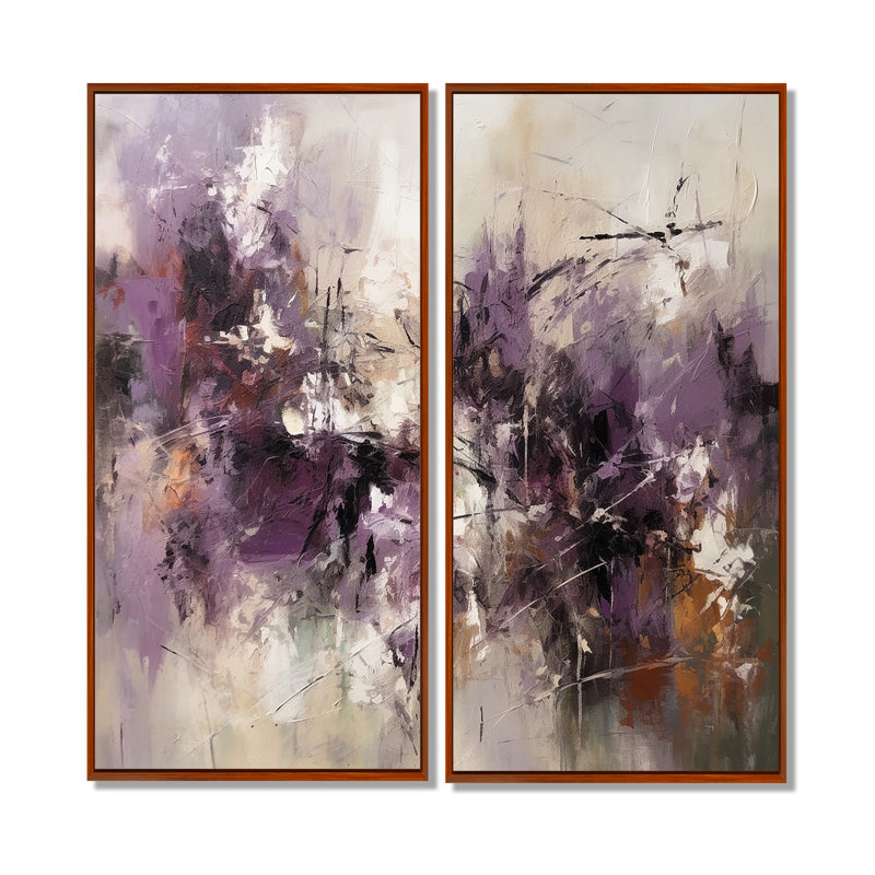 Modernist Expressions V - Décoration murale moderne orange 2 pièces, 40'' H x 40'' W, Impression encadrée flottante, Brown