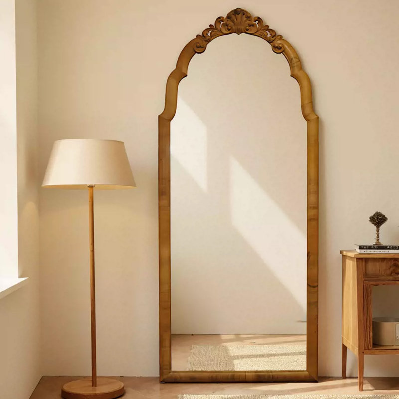 Miroirs muraux demi-cercles en bois manufacturé, 66,93 po x 27,56 po