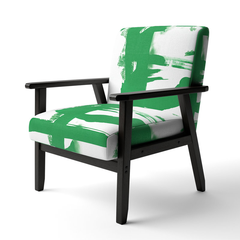 Crossing Paths I - Fauteuil d'appoint rembourré moderne, Mélange de polyester vert / blanc