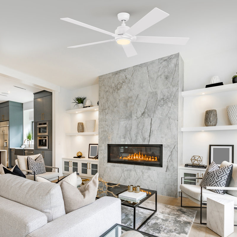 60'' Ceiling Fan with LED Lights, White, White