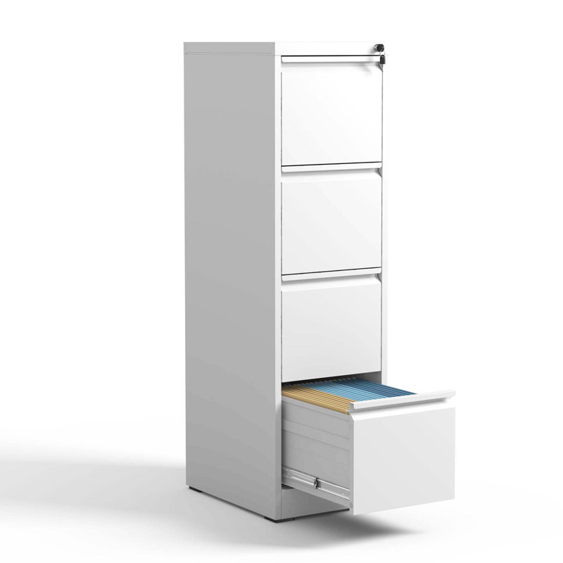 4 Drawer Metal Vertical File Cabinet With Lock Office Home Steel Vertical File Cabinet For A4 Legal/Letter Size, White