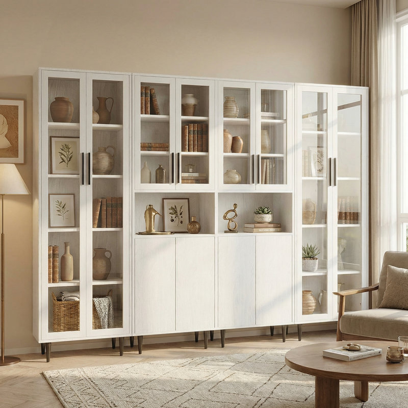 Bibliothèque de rangement en verre Wilma, Blanc