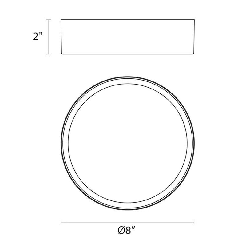 Pi LED Flush Mount, Textured White, 2" H x 8" W x 8" D, 3000K