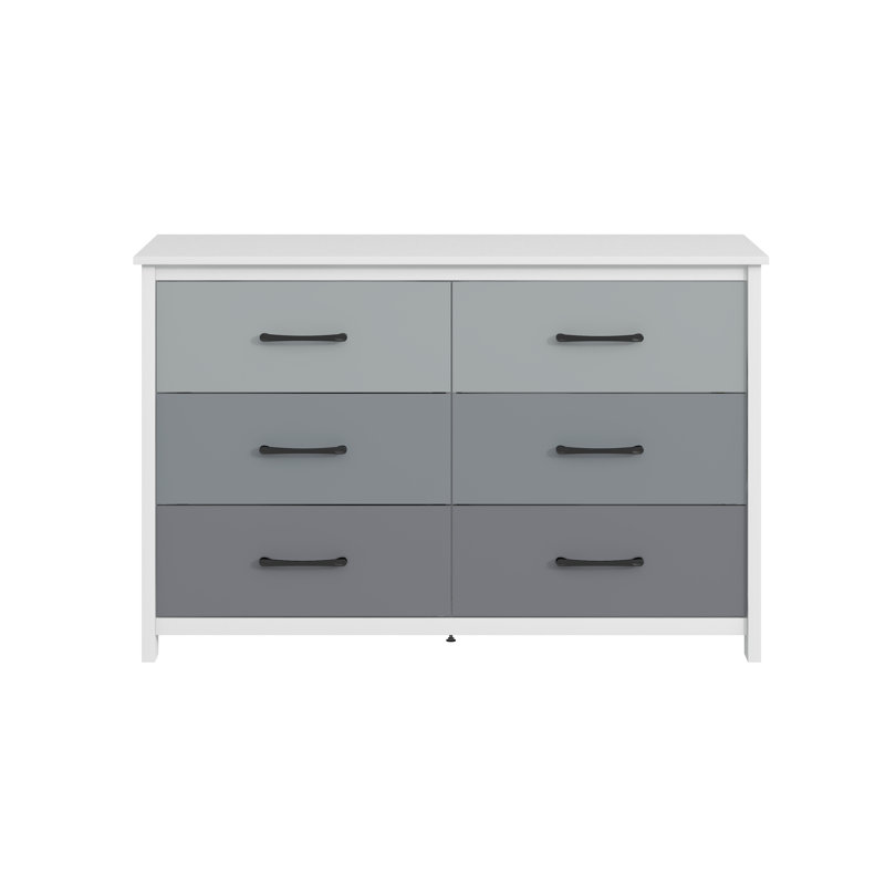 Allysyn 6 Drawer Dresser, White/Gray