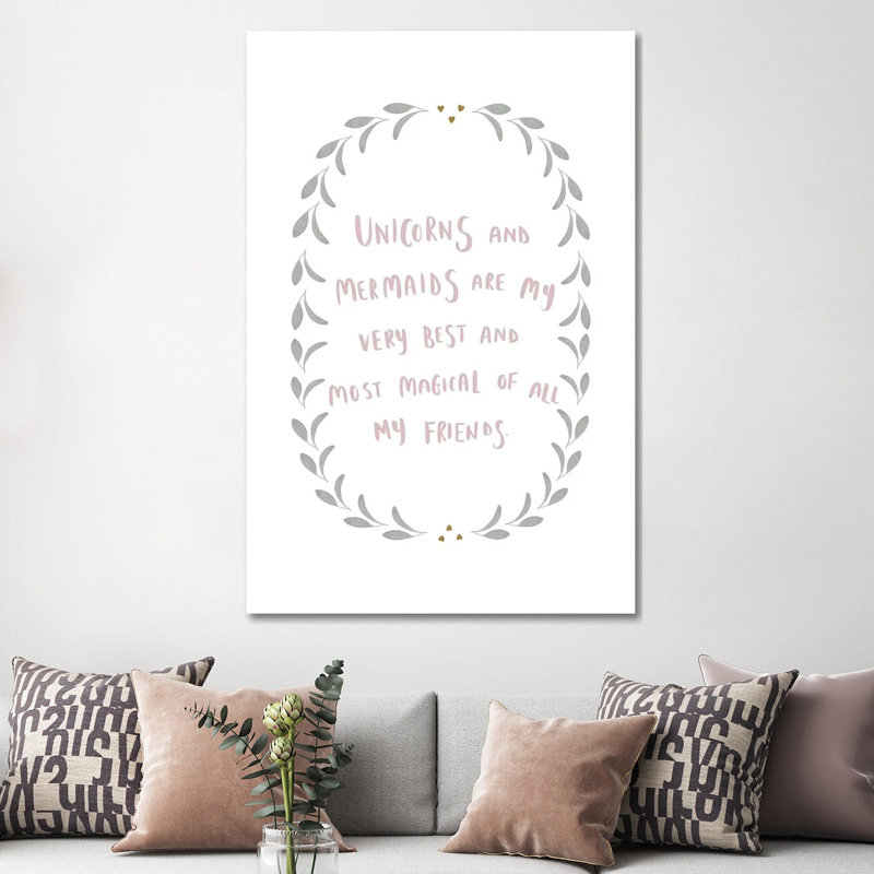 Mermaid Text Garland by Leah Straatsma - Wrapped Canvas Gallery-Wrapped Canvas Giclée, 152.5 cm H x 101.5 cm W